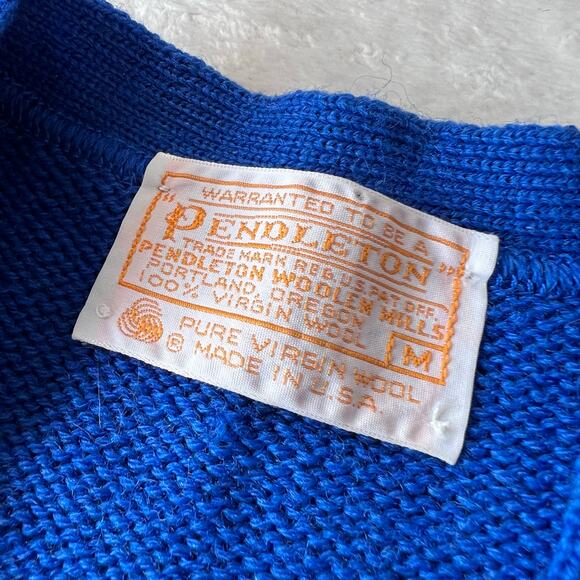 Pendleton Vintage Royal Blue Wool Cable Knit Sweater Vest Women's SZ Medium USA - Picture 5 of 7
